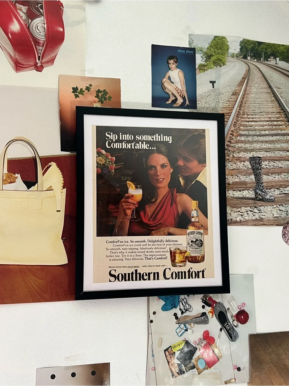 Vintage Southern Comfort Advertisement Framed Art Ad Home Decor Alcohol Bar